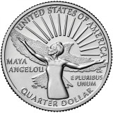 SUA - QUARTER MAYA ANGELOU 2022 , P - KM NEW - UNC / SERIA FEMEI CELEBRE, America de Nord