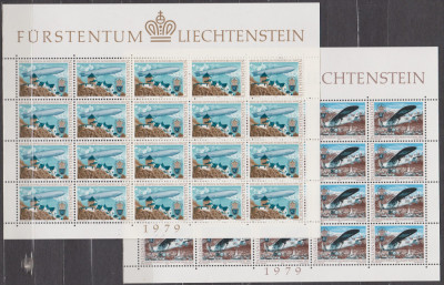 DB1 Pictura Lichtenstein 1970 Europa Posta Aeriana Zeppelin Avion 2 MS MNH foto