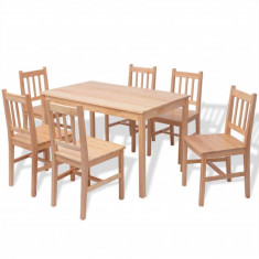 Set masa si scaune din lemn de pin, 7 piese GartenMobel Dekor