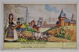 CARTOLINA DE COLECTIE CU SCENA DIN ROMANIA , RECLAMA FABRICII DE CONSERVE DE LEGUME LIEBIG GERMANIA , PERIOADA INTERBELICA , text in limba franceza
