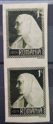 ROMANIA 1922 - din LP 73h - valoarea de 1 Leu - pereche verticala MNH nedantelat foto