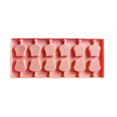 Forma silicon 12 cavitati, Hipopotam, Acadele din ciocolata sau Acadele din zahar, Roz, 26 cm, 245COF