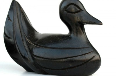 Lot de 3 Figurine sculptate manual cu rațe din lemn, probabil africane foto
