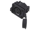 Conector XLR 3 pini IP65 unghiular AMPHENOL AXS3FP2H soclu mamă 15A 133V