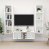 VidaXL Set de dulapuri TV, 3 piese, alb, lemn prelucrat