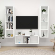 vidaXL Set de dulapuri TV, 3 piese, alb, lemn prelucrat