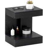 HOMCOM Noptieră, masă laterală cu sertar și raft, masă de cafea modernă cu funcție de raft pentru diferite camere, Negru | Aosom Romania