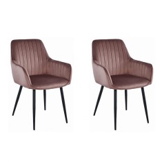 Set 2 scaune bucatarie/living, Artool, solden, catifea, metal, roz si negru, 55x45.5x83.5 cm