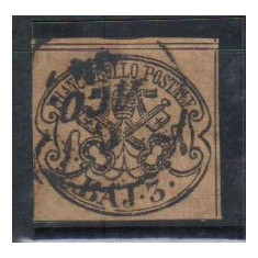 Italy Church State 1852 Coat of arms, 3 BAJ, Mi.4g, used AM.141