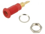 Soclu Banană 4mm 25A Roșu Aurit Pe Panou