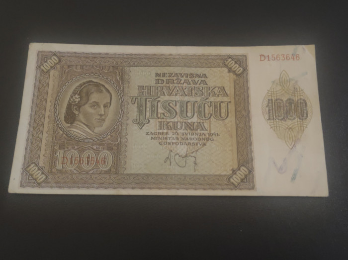 Bancnota 1000 Kuna 1941 Croatia