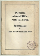 Discursul lui Adolf Hitler rostit la Berlin in 30 ianuarie 1940 foto