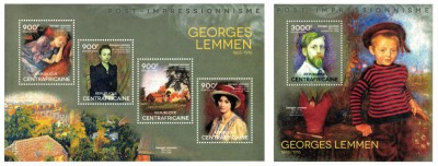 AFRICA CENTRALA 2014 - Picturi, Lemmen /set complet - colita + bloc MNH foto
