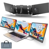 Cumpara ieftin Monitor Triplu pentru Laptop 13&quot;-17&quot;, 14&quot; IPS Full HD 1080P, 60Hz, Contrast 1000:1, Windows,MacOS,Linux,Android, Portabil, USB-C, Geanta Inclusa, Negr