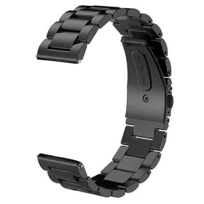 Curea metalica Edman 3Z pentru Samsung Gear S3 si telescoape Quick Release incluse in pachet, latime prindere 22mm, Negru foto