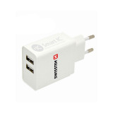 Incarcator Retea USB Swissten Travel, Smart IC, 3.1A, 2 X USB, Alb