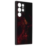 Husa glaze glass care compatibila cu samsung galaxy s23 ultra, slim glow, htpmag, red nebula