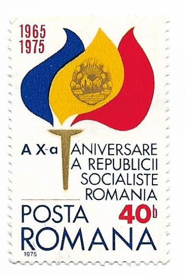 Romania (622) - 10 ani de la proclamarea R.S.R., 1975, neobliterat