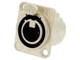 Soclu XLR Mamă 4 Pin cu Buton și Lipire Argint 10A, Neutrik