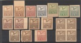 ROMANIA 1919 ocupatia in Ungaria lot 18 eseuri Debretin II tip vultur varietati de hartie si nuante de culoare