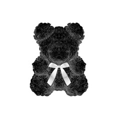 Sticker decorativ Ursulet din flori, Negru, 72 cm, 3266ST foto