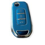 Husa Cheie Compatibila cu Briceag Renault Megane 4, Kadjar, Clio, 3 Butoane, Tpu, Gri cu contur auriu