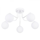 Candelabru Astral Alb Din Oțel/Sticlă Cu 5 Becuri Geometric Minimalist De Interior