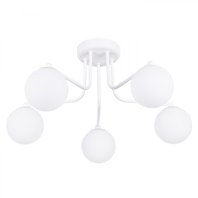 Candelabru Astral Alb Din Oțel/Sticlă Cu 5 Becuri Geometric Minimalist De Interior foto
