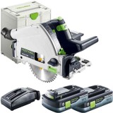 Festool TSC 55 KEB - Fierastrau circular 160x20 mm valiza speciala + 2x Acumulator Li-Ion 18 V 4 Ah + Incarcator