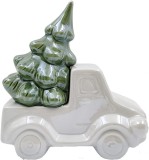 Obiect decorativ de Craciun Casaido, alb/verde, ceramica, 16,5 x 9 x 16,2 cm