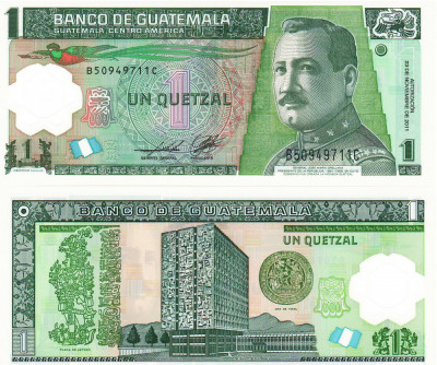 Guatemala 1 Quetzal 2011 Polimer P-115b UNC foto