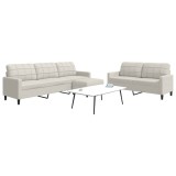 vidaXL Set de canapele cu perne, 3 piese, crem, catifea 3278489