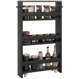 HOMCOM Cărucior de depozitare pe roți 3 nivele de depozitare și m&acirc;ner, dim. 51,5l x 13l x 80H cm | Aosom Romania