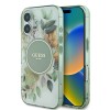 Husa pentru iPhone 16 Plus - Guess IML Flower &amp; Tonal Circle MagSafe (GUHMP16MHFWBDCEN) - Green