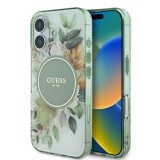 Husa pentru iPhone 16 - Guess IML Flower &amp; Tonal Circle MagSafe (GUHMP16SHFWBDCEN) - Green