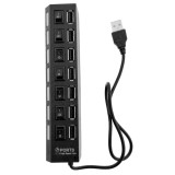 Hub cu 7 porturi BLOW PROLECH 66-387, USB 2.0, 480Mbps, 500mA, Negru
