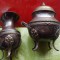 G239-Set Ceinic cu Letiera anii 1900 bronz/alama argintata model cu influenta stil Empire stare foarte buna marcate pe fund.