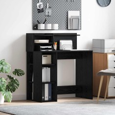 vidaXL Birou cu Stocare Stejar Negru 90 x 48 x 101.5 cm Lemn compozit