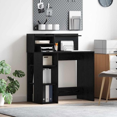 vidaXL Birou cu Stocare Stejar Negru 90 x 48 x 101.5 cm Lemn compozit 869523 foto