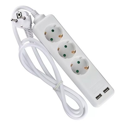 Prelungitor 3 prize + 2x USB 1.5m 3G1.5mm2 alb V-TAC SKU-8774 foto