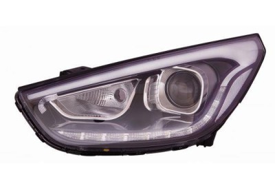 Far Hyundai Ix35 (Lm), 09.2013-2015, partea Stanga, cu lumina timp de zi tip LED; HiR2+PY21W; electric; fara motor, DEPO foto