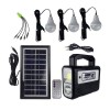 Kit Solar GDPlus GD-8028: 3 Becuri LED, Radio FM, MP3, USB, Telecomanda, Panou Solar 9V, Acumulator 6V/4Ah, Incarcare Telefon