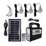 Kit panou solar 3 becuri LED radio digital afisaj incarcare telefon telecomanda bluetooth lanterne