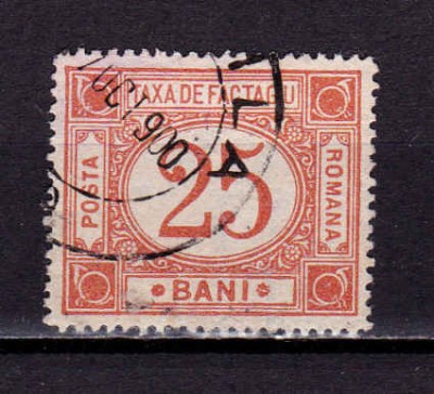 RO 1899 , Taxa de factaj 25B filigran PR - pozitii diverse , stampilat foto