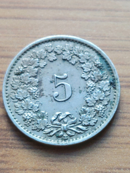 Moneda Elvetia 5 Rappen 1919