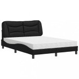 Cumpara ieftin Pat cu saltea, Hvar, negru, 140x190 cm, piele ecologica