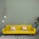vidaXL Canapea extensibilă cu 2 locuri, galben, catifea 375864