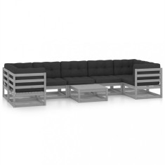 Set mobilier gradina cu perne, 8 piese, lemn masiv de pin