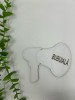 Props in forma de megafon cu textul ,,Bubuiala din MDF