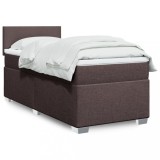 vidaXL Pat box spring cu saltea, maro &icirc;nchis, 80x200 cm, textil